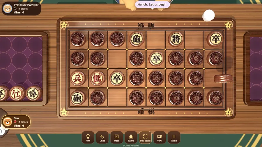 A piece frozen in mid-air as it turns over, its carved character just coming into view above the board.