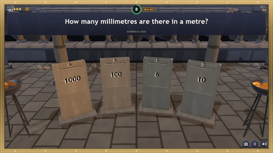 How many millimetres are there in a metre? carved into four sandstone stones: 1000, 100, 6 and 10.