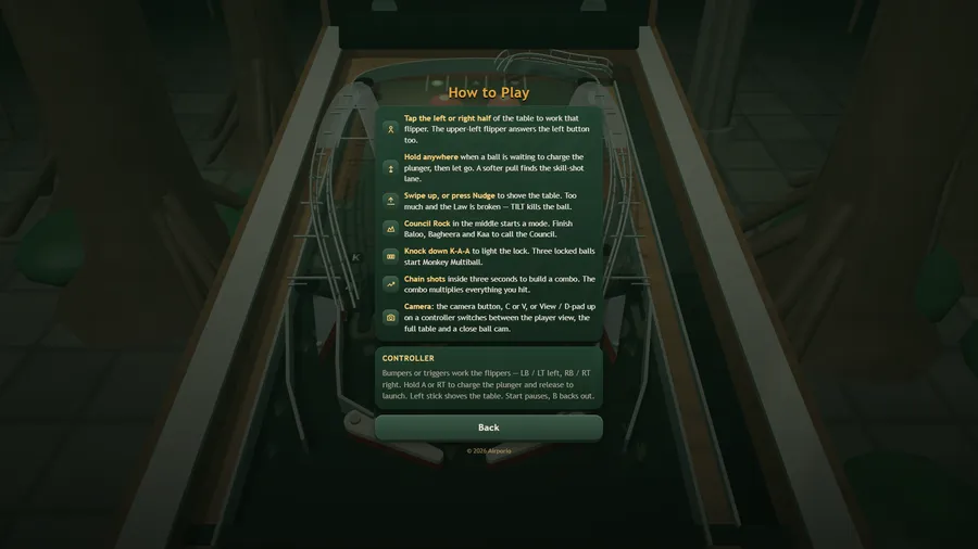 How to Play: seven rules from working a flipper to switching the camera view, with the controller mapping under them
