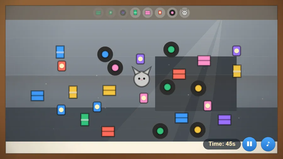 The hardest alley level, with seven objects to find among crates and records and 45 seconds on the clock.