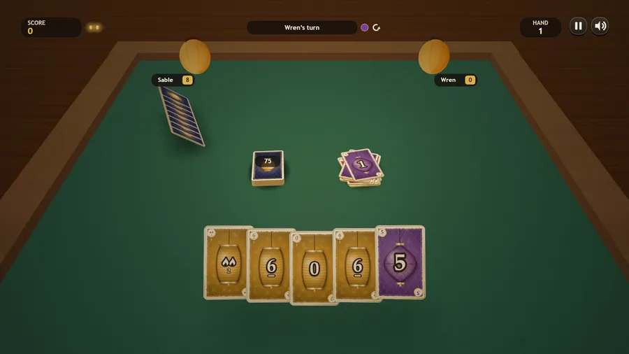 An opponent has emptied their hand and ends the round, with the score still at zero and a life lost in the top bar.