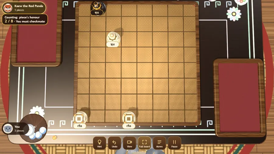An endgame with the counting panel showing how many moves the stronger side has left to checkmate.