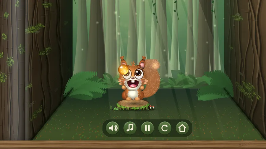 Pip the squirrel opens his mouth wide, eyes locked on the honeydrop as it falls toward him